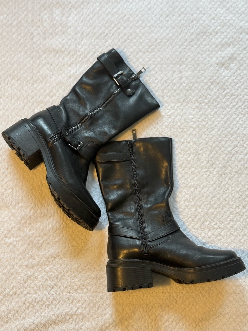 Naturalizer Black Jasper Lug Sole Mid Calf Boot, 10M